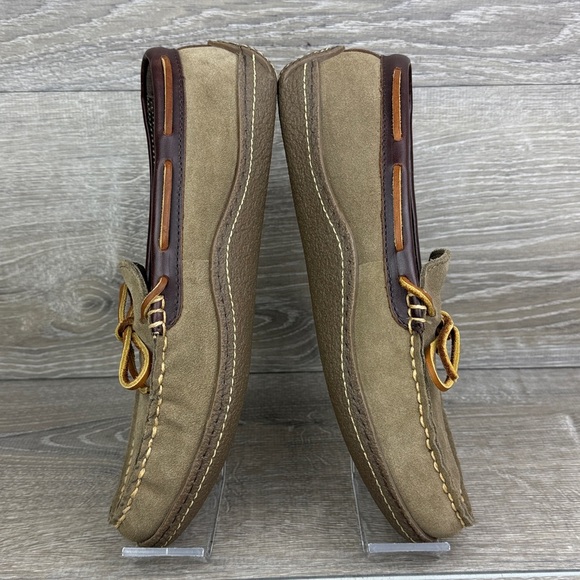 L.L. Bean Hand-Sewn Flannel Lined Men\'s Sz 9M Tan Brown Slip On Moccasin Loafers main image 10